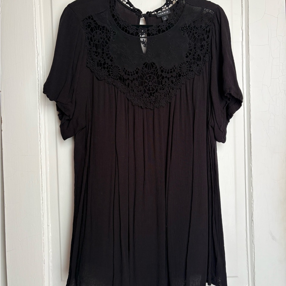 Torrid Black Lace Accent Blouse